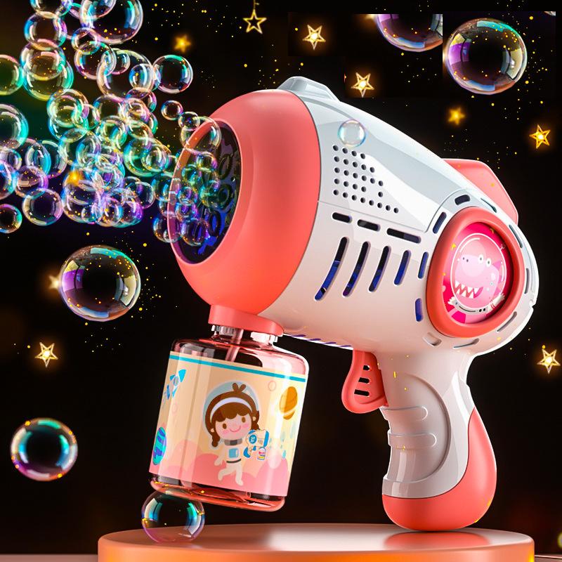 전기 거품 기계 깜박이 빛 음악 자동 거품 송풍기 비누 물 거품 제조 업체 총 어린이 야외 장난감